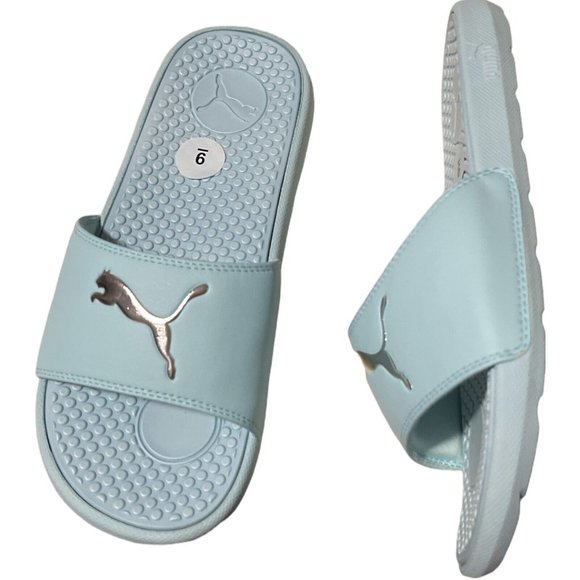 🌹Women’s Slides Size 9 PUMA Cool Cat Style: 371016 17 Blue Glow Silver - Picture 4 of 11